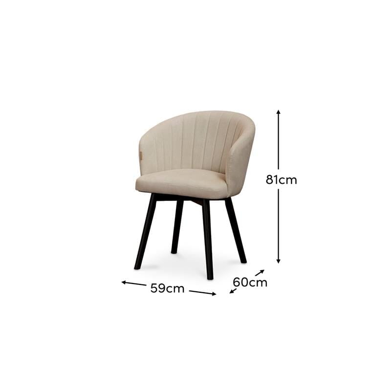 Arabella Natural Beige Dining Chairs - Set of 2 - Black Oak Legs