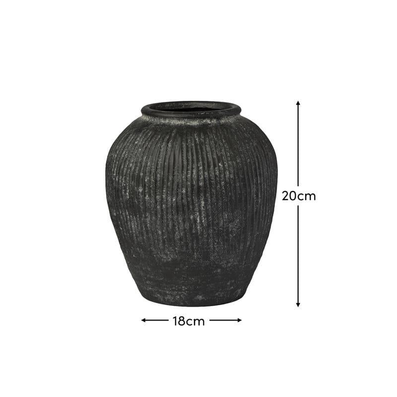 Outlet - Anze 20cm Terracotta Vase - Rustic Black