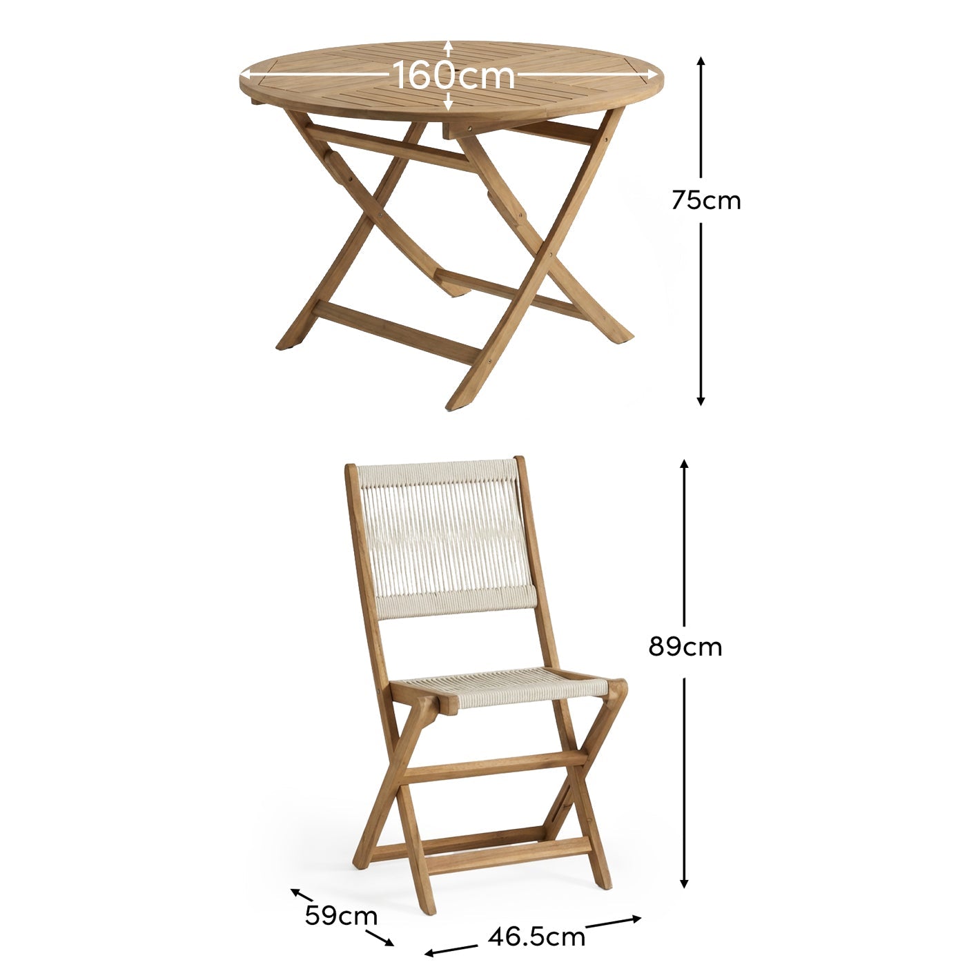 Ashby 8 Seater White Acacia Garden Dining Set with Cove Beige Rope Chairs - 160cm