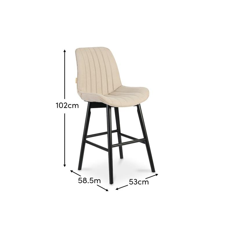 Bella Soft Beige Bar Stool - Black Oak Legs