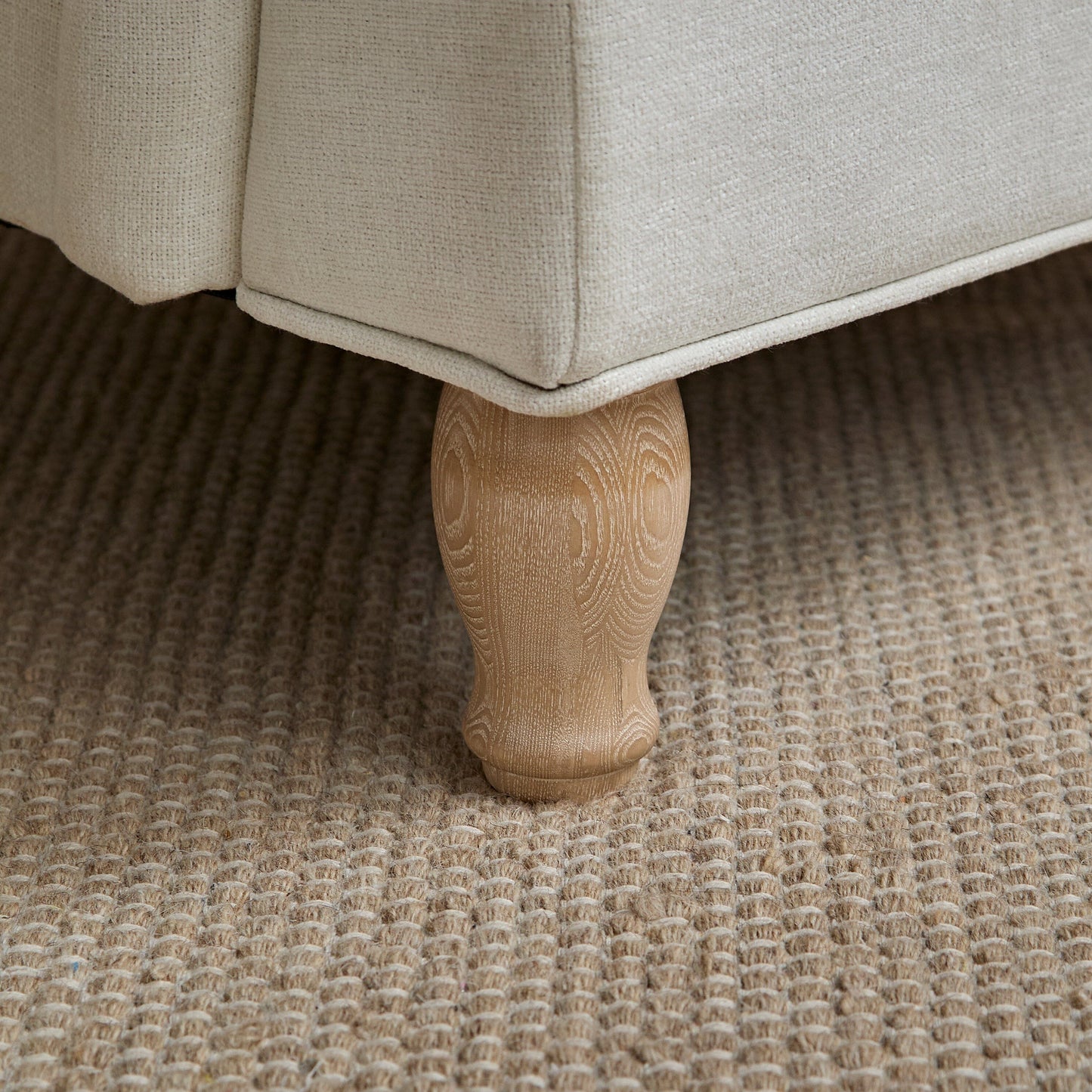 Outlet - Brea Oyster White Armchair - Whitewash Oak Legs