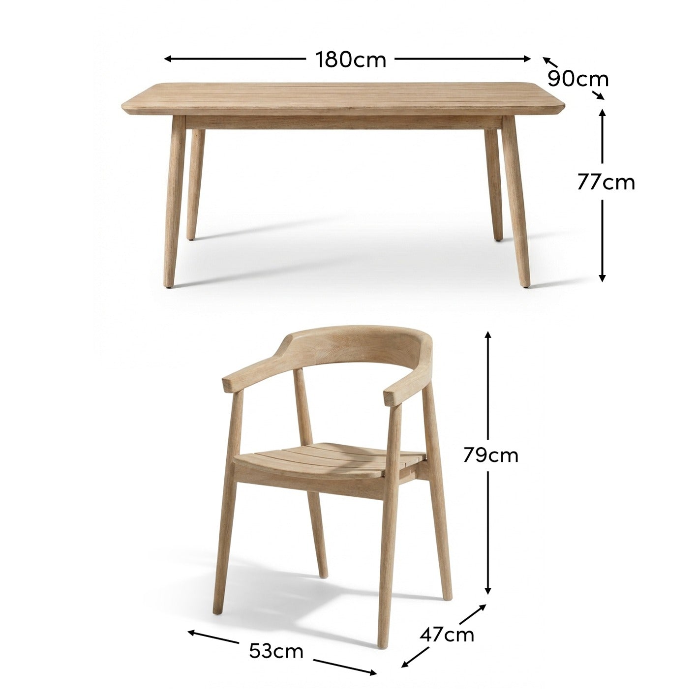 Elowen 6 Seater Wooden Garden Dining Set with Elowen Chairs