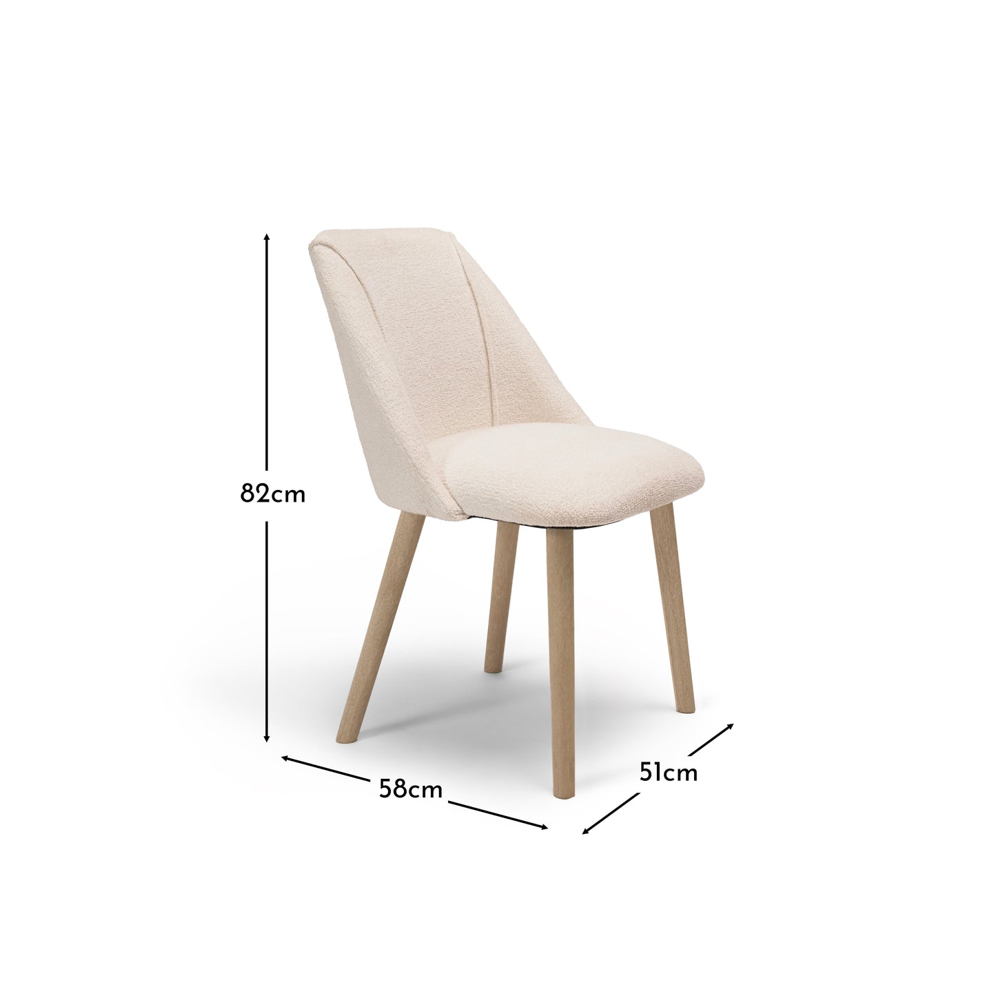 Freya Boucle Dining Chairs - Set of 2 - Chalked Mangowood Legs
