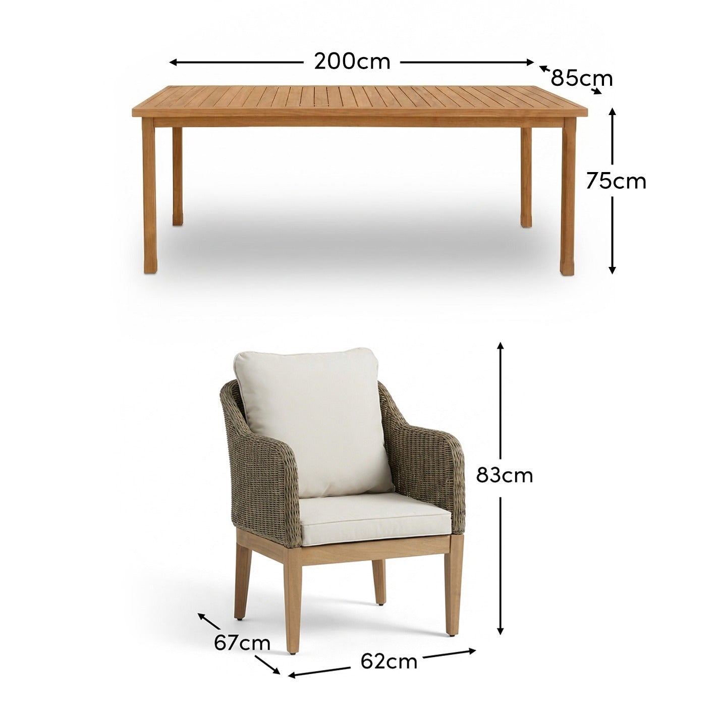 Harlyn 6 Seater Wooden Garden Dining Set with Harlyn Chairs - 200cm