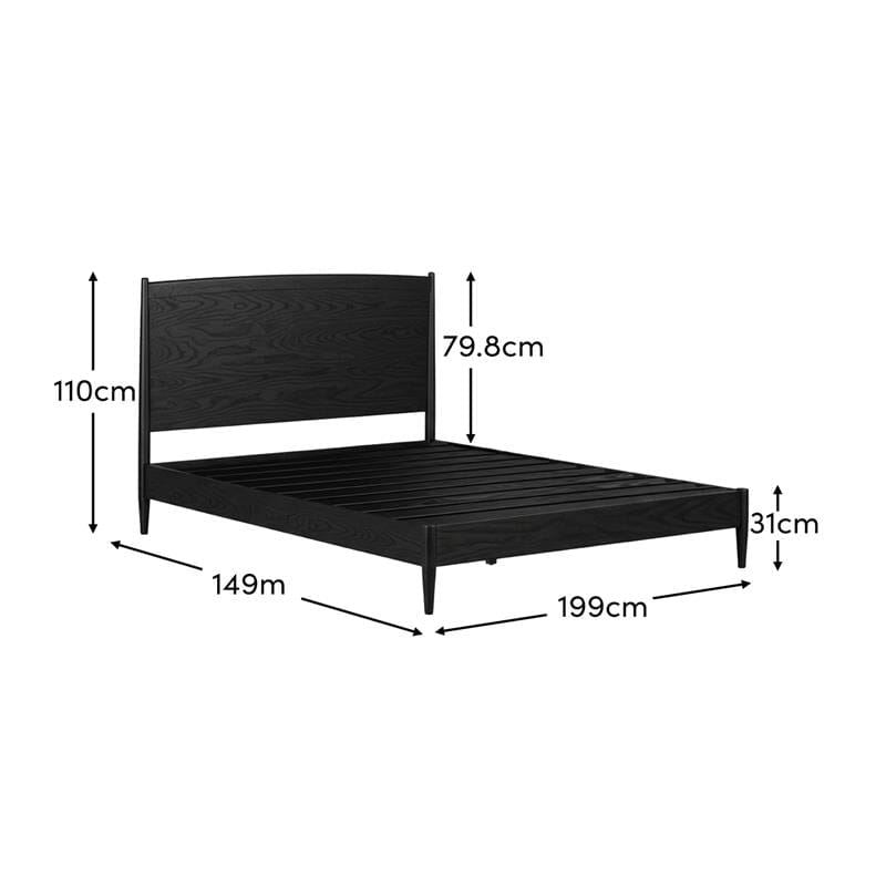 Ida Double Wooden Bed - Black Oak