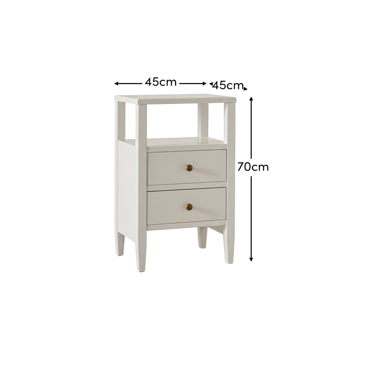 Ivy 2 Drawer Bedside Table - Ivory White