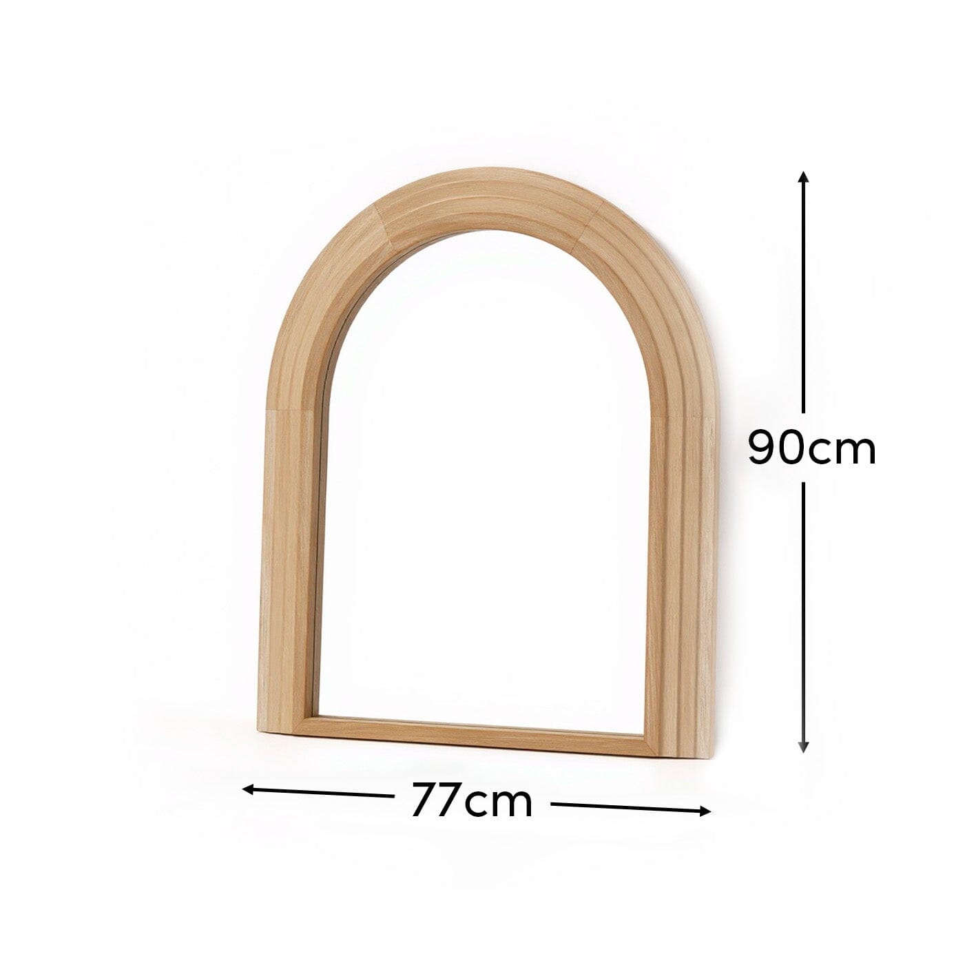 Outlet - Kubu 90 x 77cm Wooden Arch Mirror - Whitewash