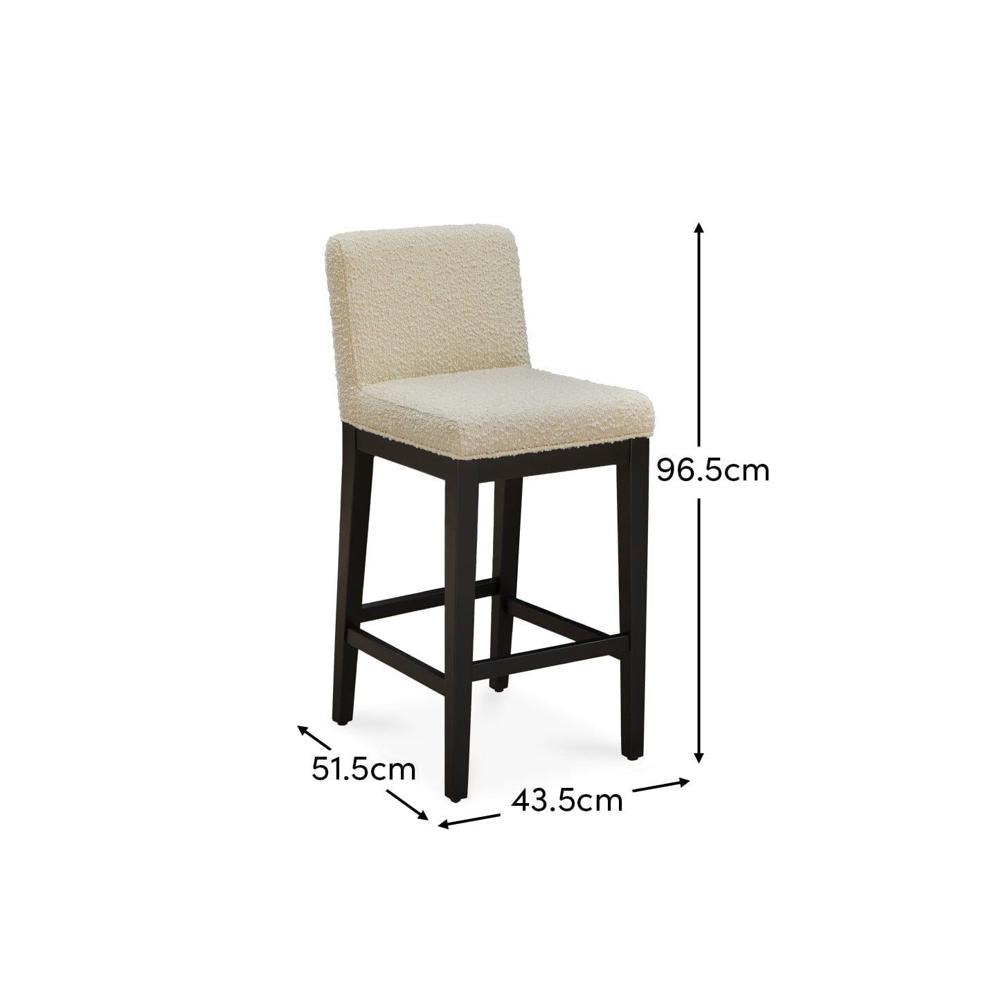 Outlet - Nolan Boucle Bar Stool - Black Oak Legs