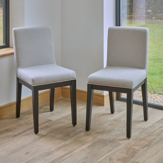 Amelia Black Extending Dining Table Set - 6 Seater - Nolan Fawn Linen Dining Chairs - Black Legs