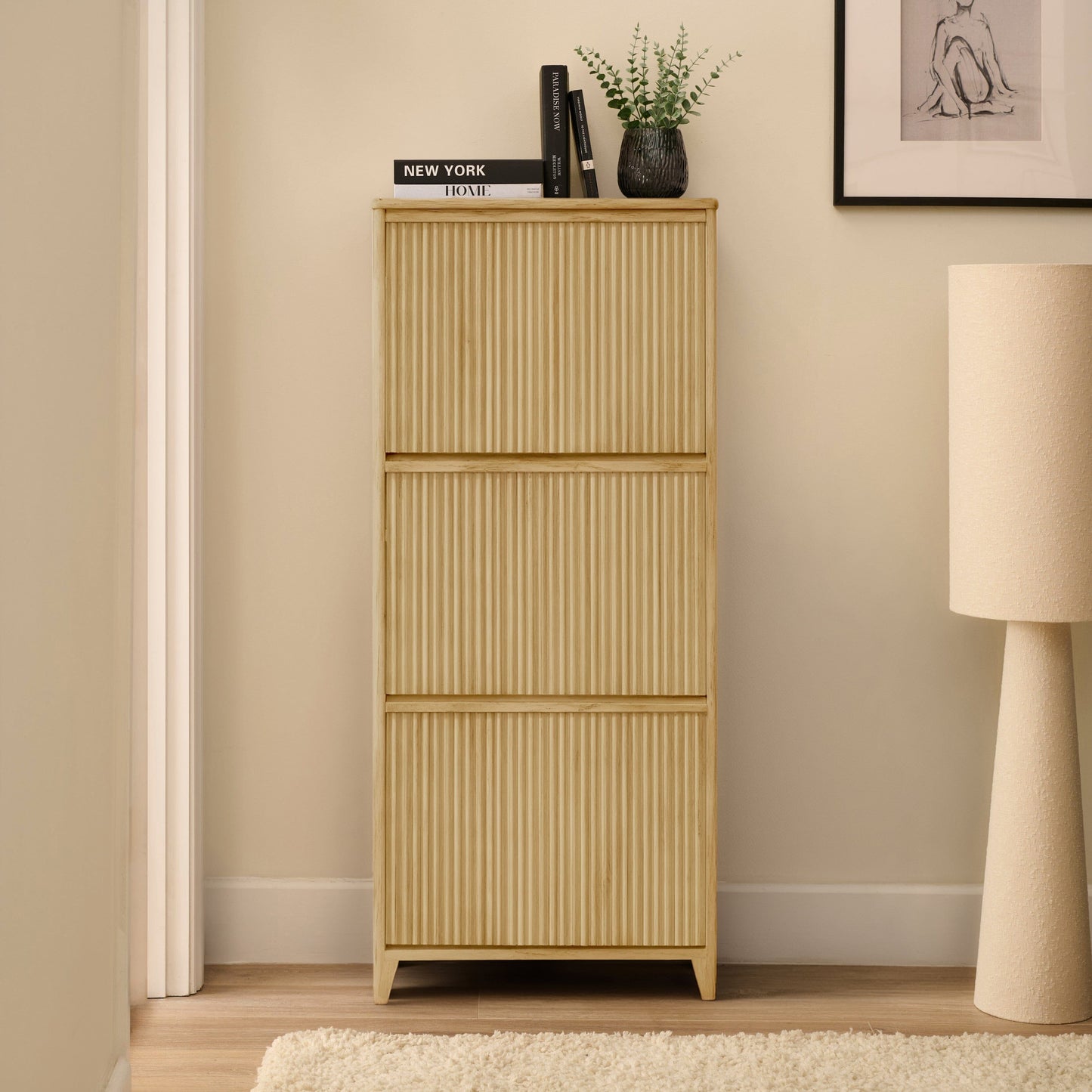 Raleigh 3 Door Shoe Cabinet - Whitewash
