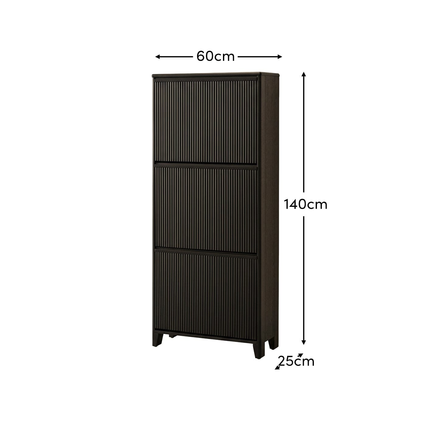 Raleigh 3 Door Shoe Cabinet - Black