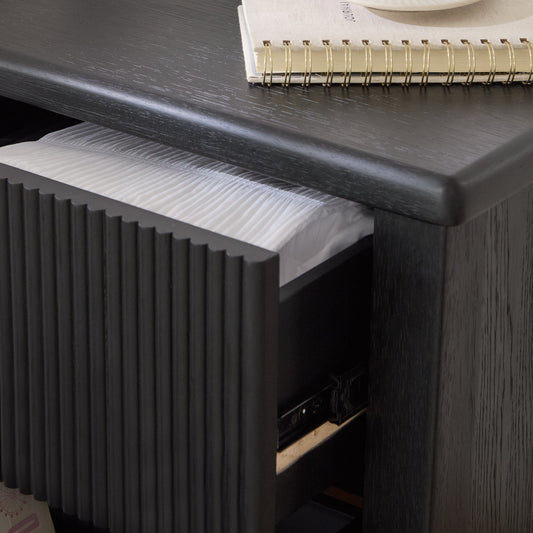 Outlet - Raleigh Black 2 Drawer Bedside Table