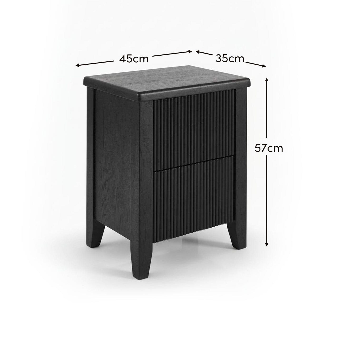Outlet - Raleigh Black 2 Drawer Bedside Table