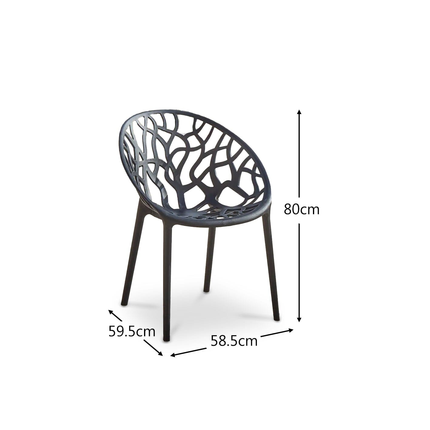 Raquel Black Plastic Garden Chairs - Set of 2