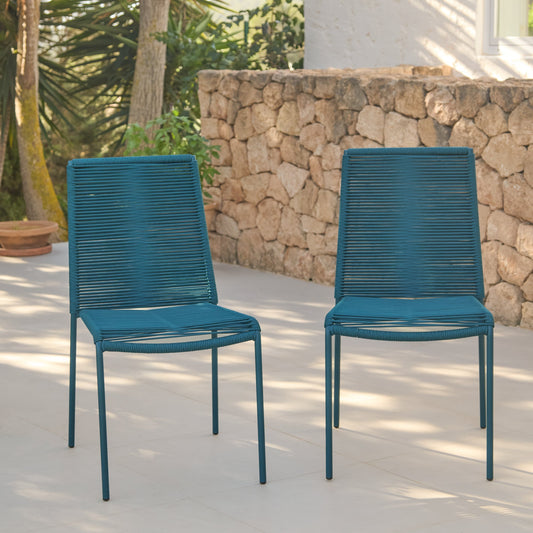 Ezra 4 Seater Round Wooden Garden Set with Ryder Teal Chairs