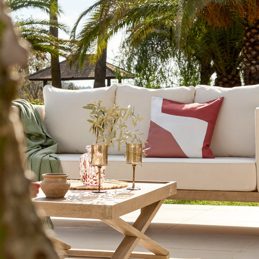 Salcombe 50x50cm Outdoor Cushion Cover - Paprika and Blush Pink