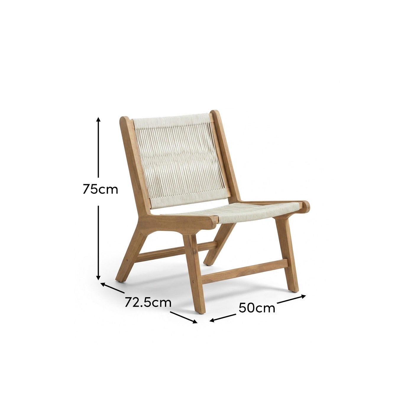 Seren White Acacia Occasional Garden Chair - Beige Rope