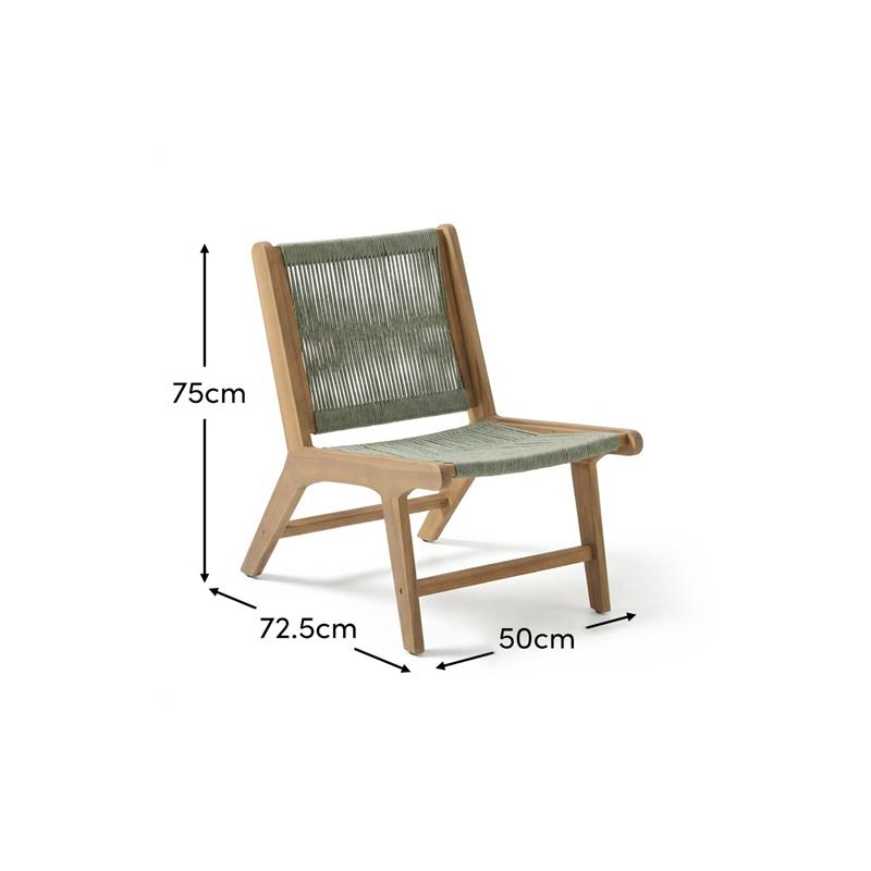 Seren White Acacia Occasional Garden Chair - Mottled Green Rope