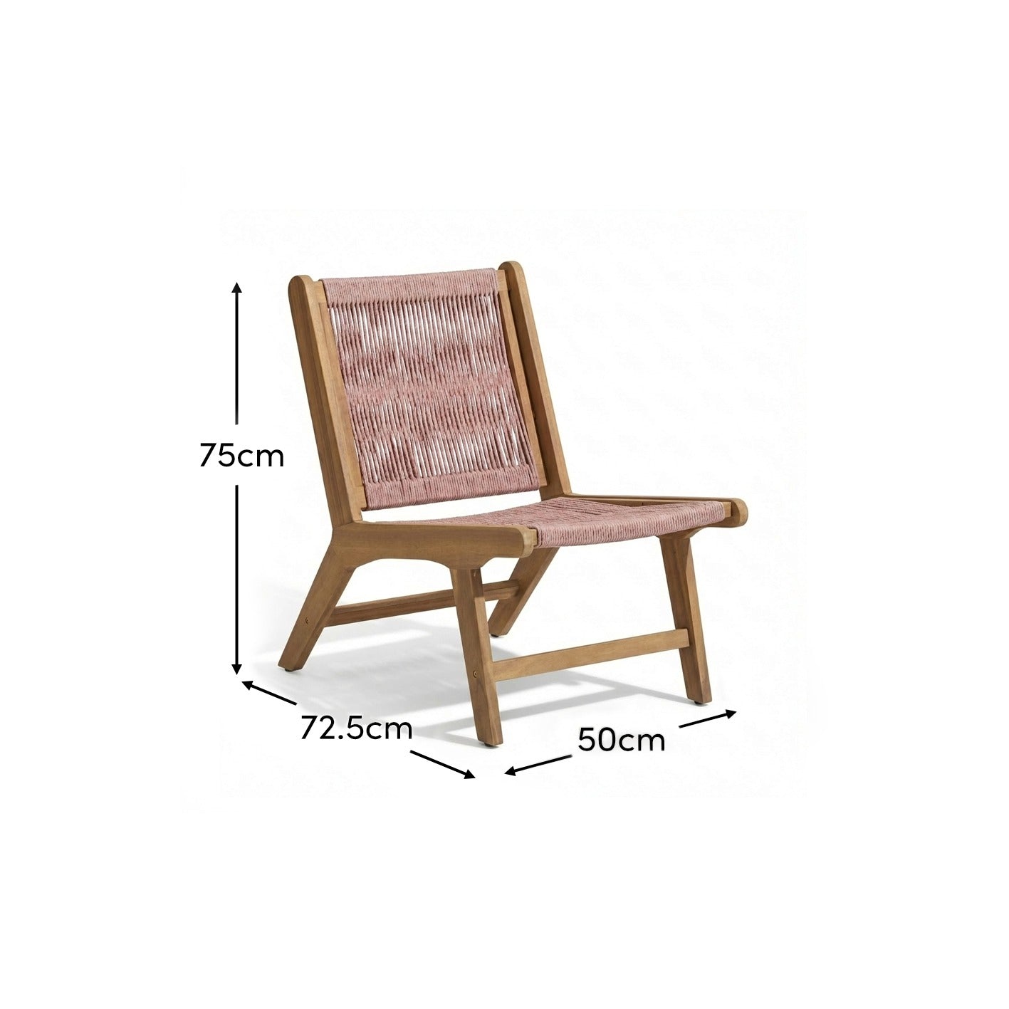 Seren White Acacia Occasional Garden Chair - Mottled Pink Rope