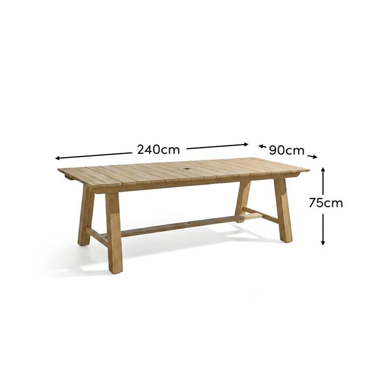 Shiro 8 Seater Wooden Garden Dining Table - Brushed Light Acacia