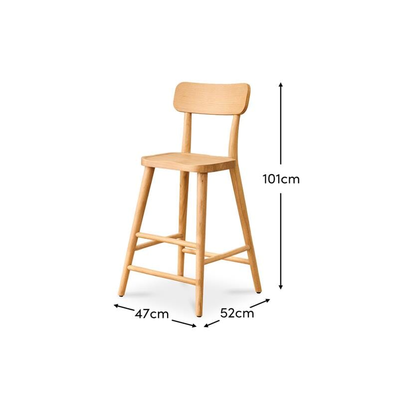 Silvester Whitewash Bar Stool with Backrest