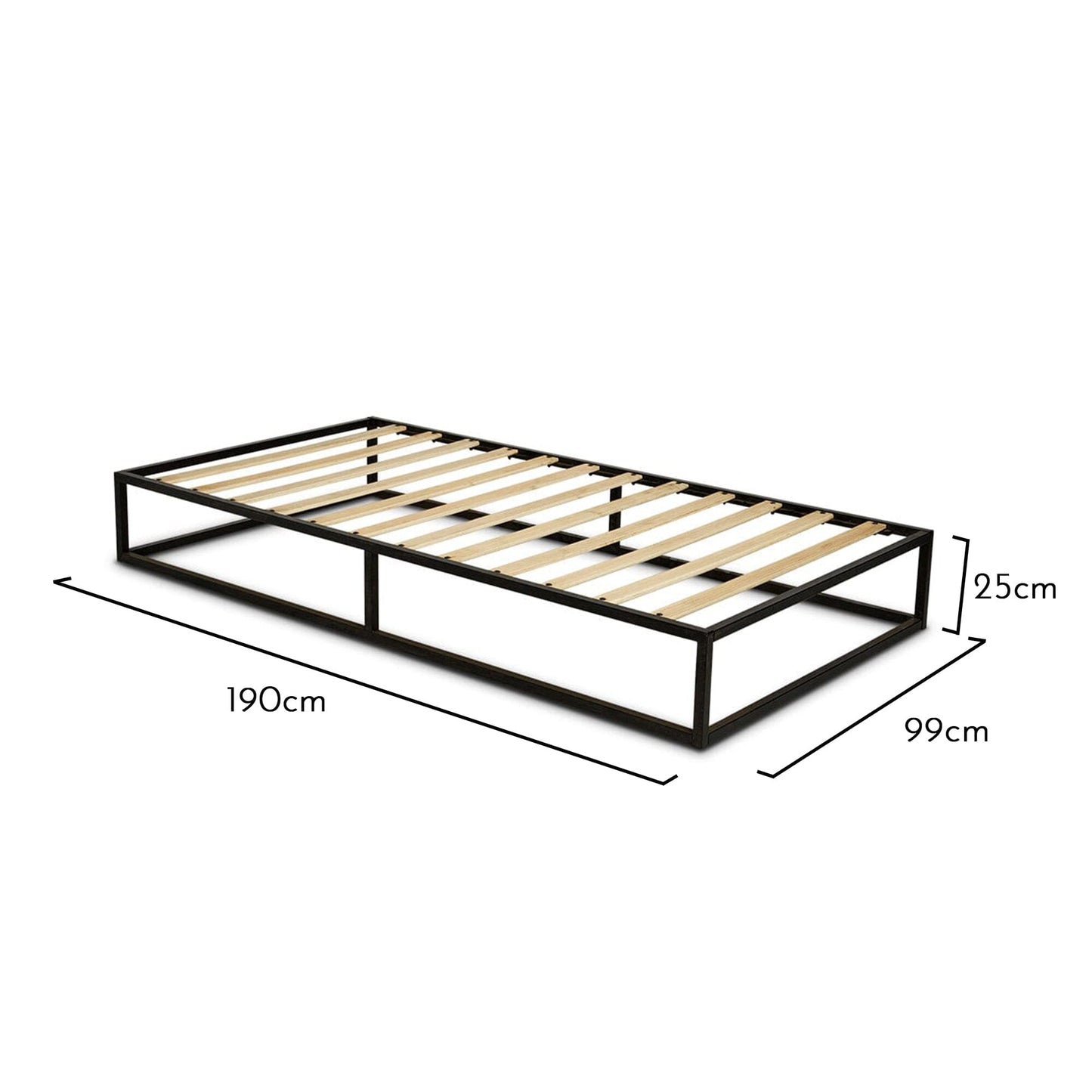 Outlet - Indy Single Platform Bed - Black Metal