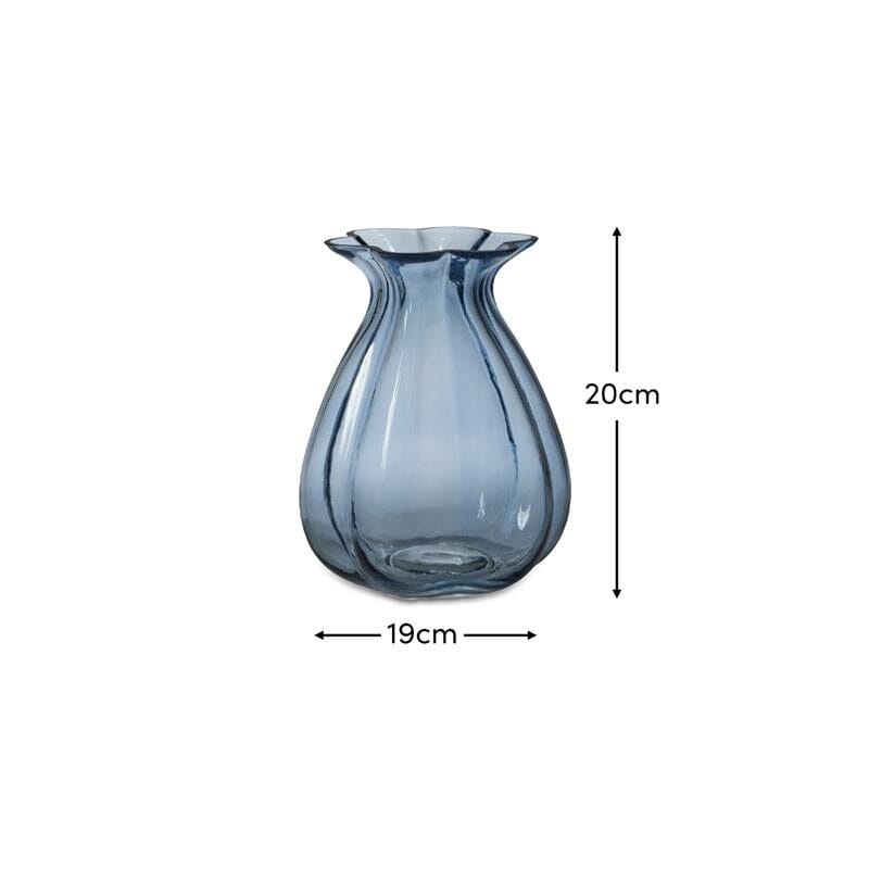 Outlet - Verona 20cm Glass Vase - Cornflower Blue