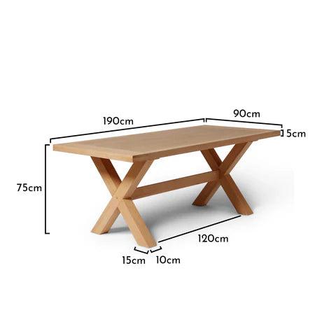 Outlet - Charlotte Pale Oak Dining Table - Cross Leg