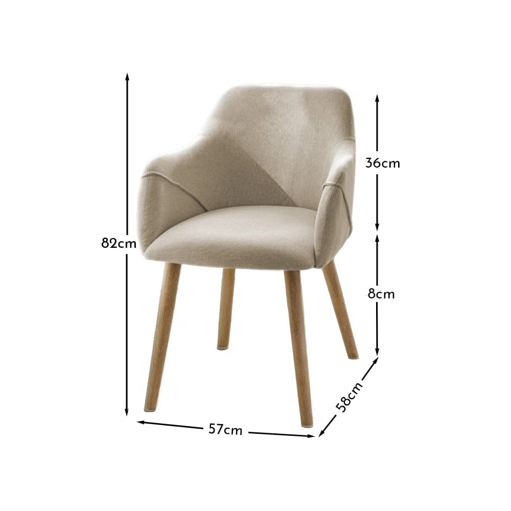 Freya Sand Armchairs - Set of 2 - Chalked Mangowood Legs