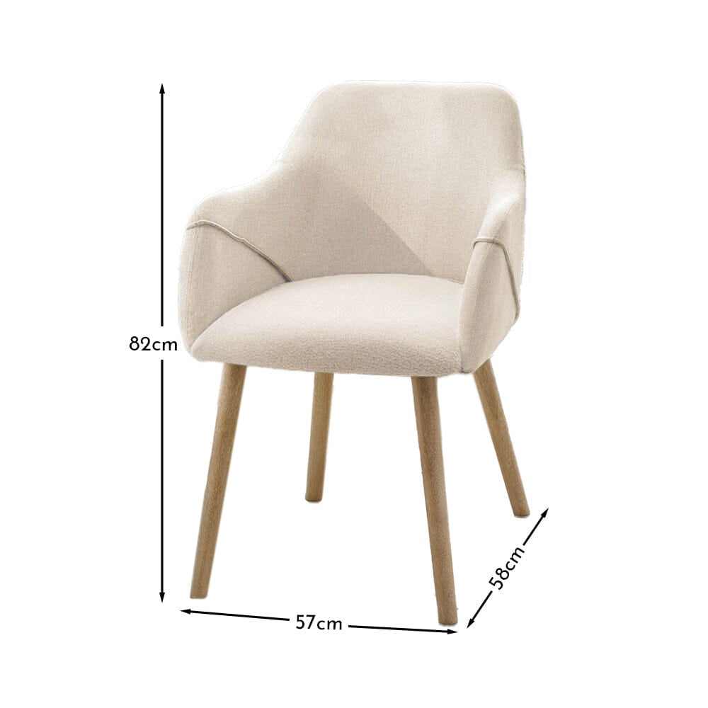 Freya Boucle Dining Armchairs - Set of 2 - Chalked Mangowood Legs