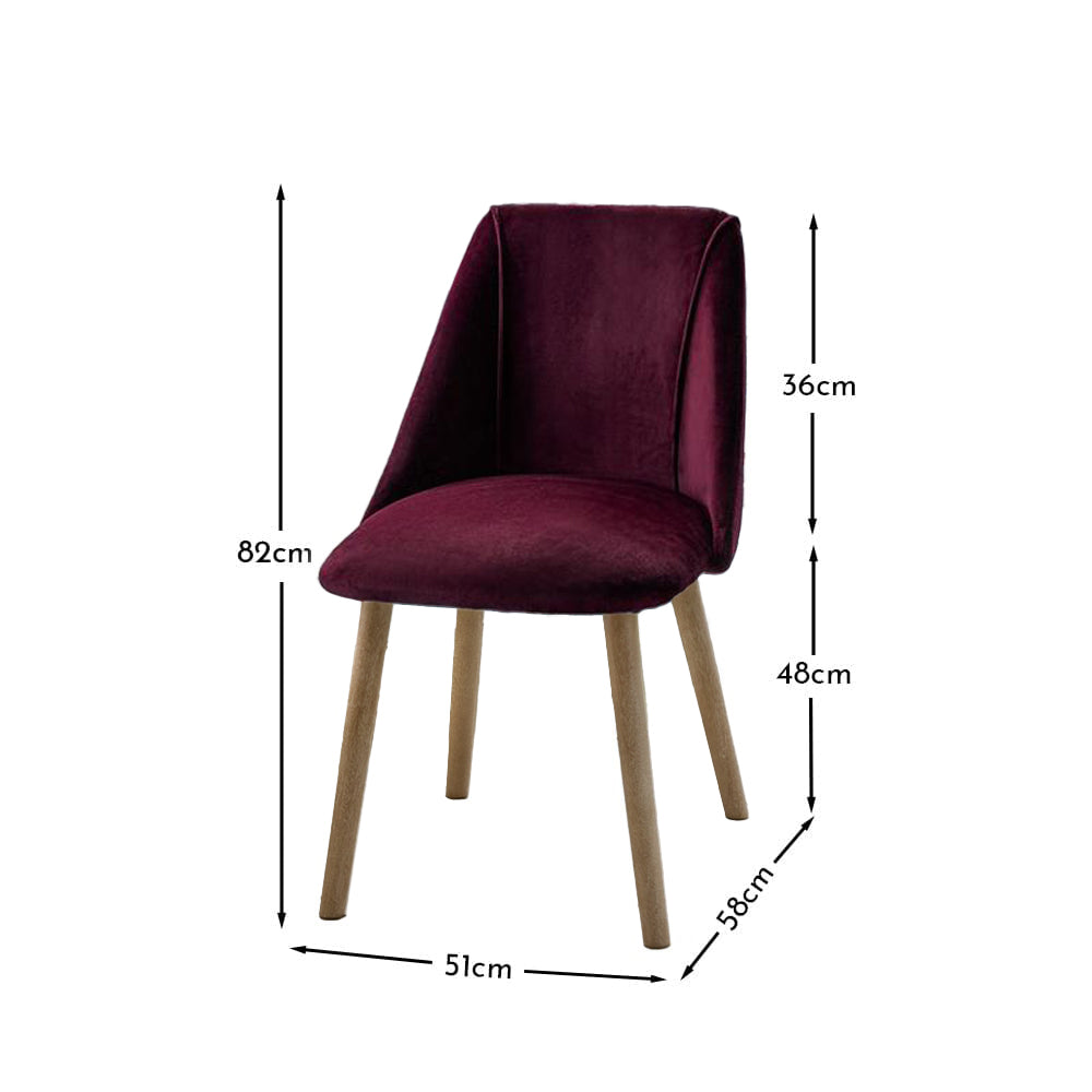 Freya Burgundy Red Dining Chairs - Set of 2 - Chalked Mangowood Legs