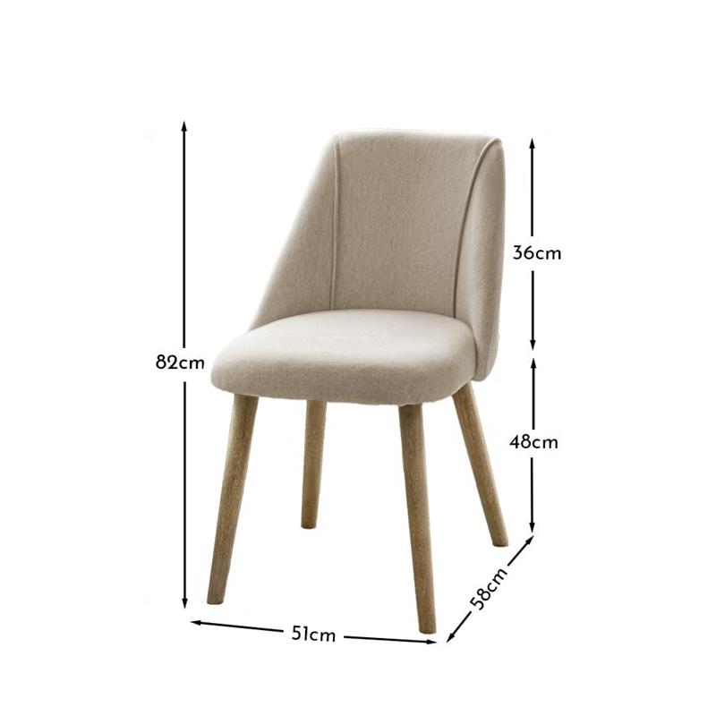 Freya Sand Dining Chairs - Set of 2 - Chalked Mangowood Legs
