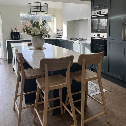 Silvester Whitewash Bar Stool with Backrest