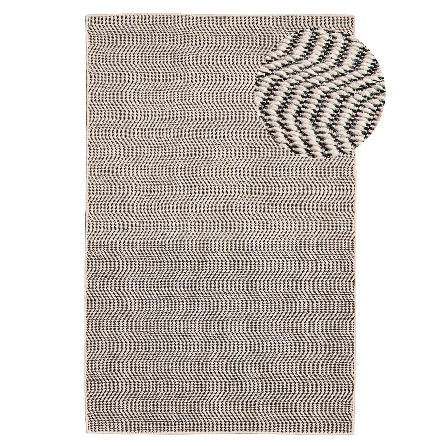 Outlet - Alverton Clay & Black Geometric Wool with Cotton Rug - 160 x 230cm