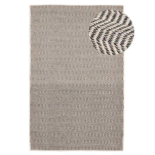 Outlet - Alverton Clay & Black Geometric Wool with Cotton Rug - 160 x 230cm