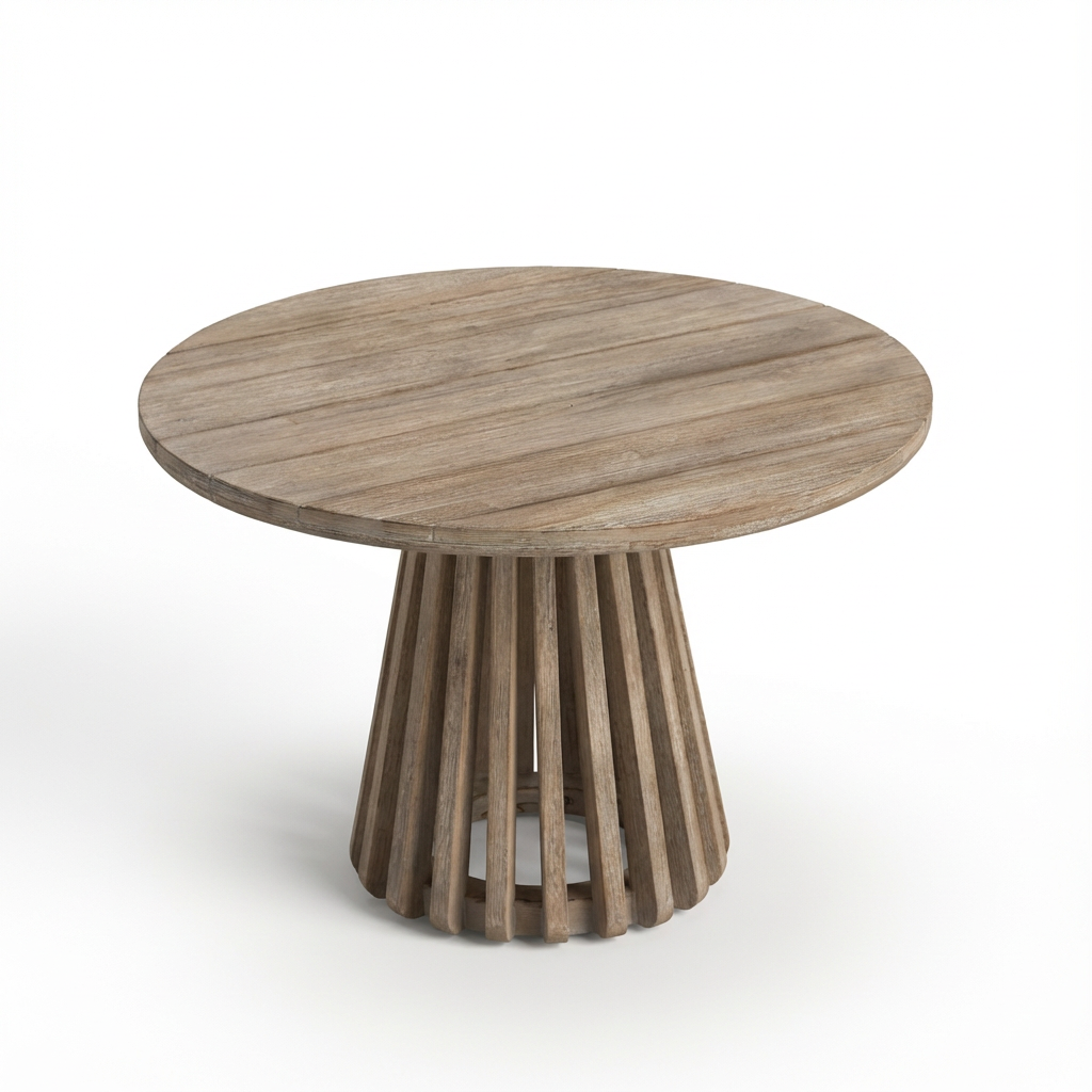 Willow Round Wooden Garden Coffee Table - Brushed Light Acacia
