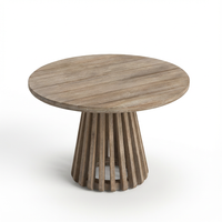 Willow Round Wooden Garden Coffee Table - Brushed Light Acacia