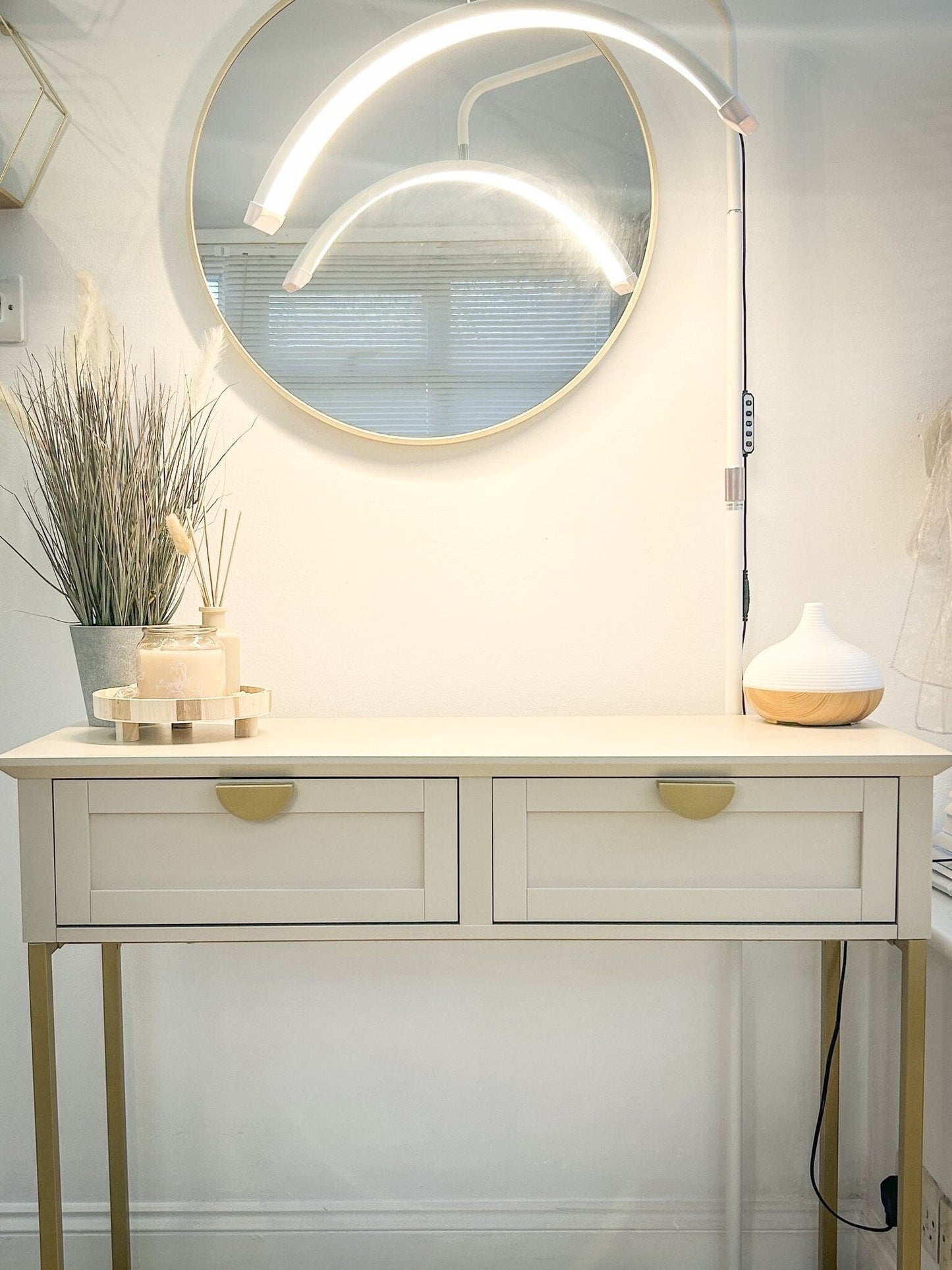 Outlet - Ines 2 Drawer Console Table - Taupe & Gold