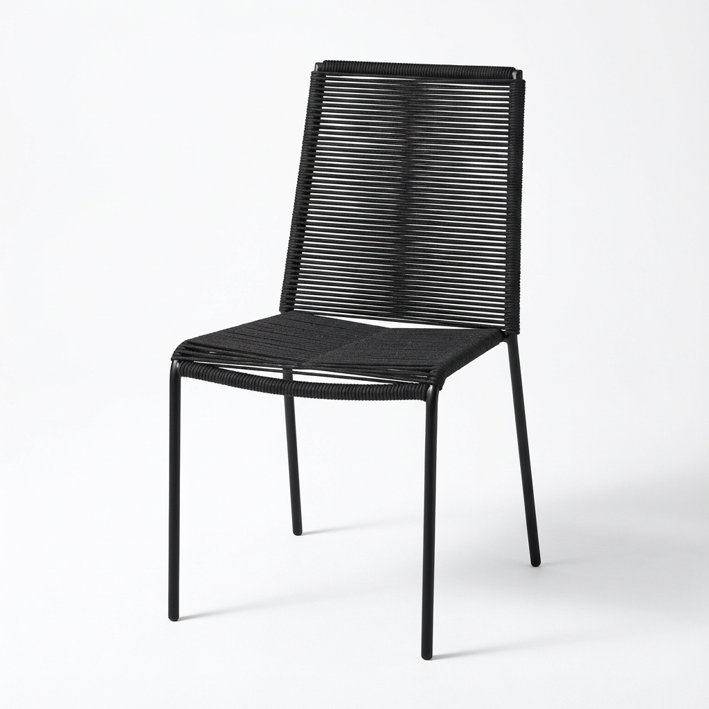 Ezra 4 Seater Round Wooden Garden Set with Ryder Black Chairs