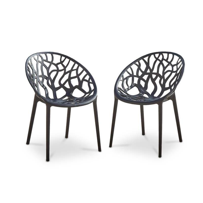 Raquel Black Plastic Garden Chairs - Set of 2