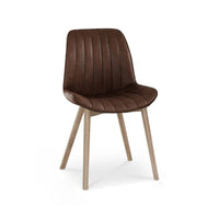 Bella Saddle Brown Dining Chairs - Set of 2 - Whitewash Oak Legs