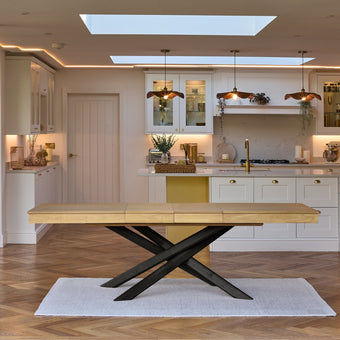 compare product Amelia Pale Oak Wood Dining Table - Extendable - Black Legs