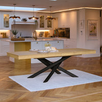 Amelia Pale Oak Wood Dining Table - Extendable - Black Legs