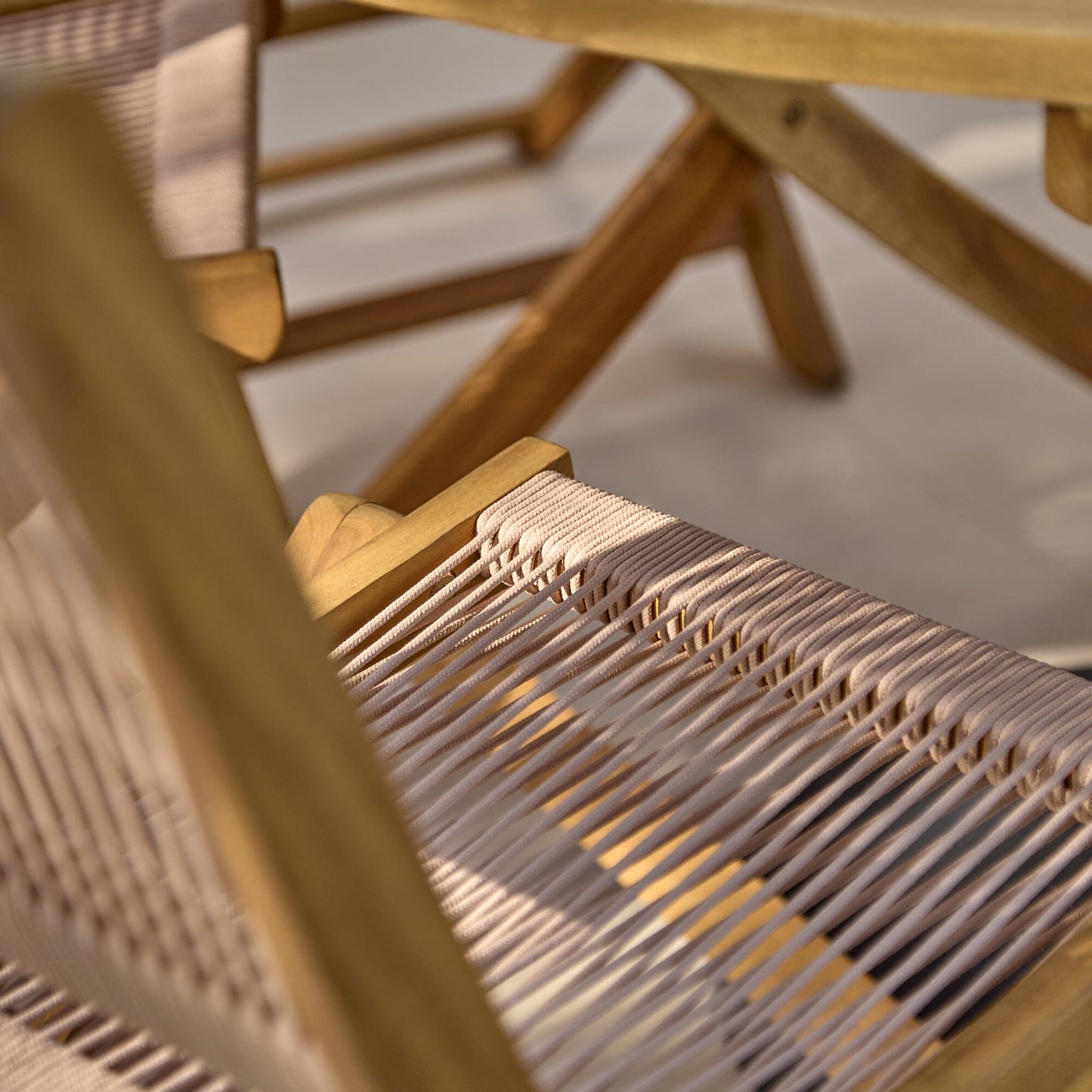 Cove Rope Folding Garden Chairs - Set of 2 - White Acacia