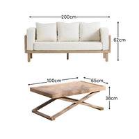 Akira 6 Seater Wooden Sofa Set with Coffee Table