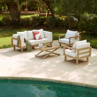 compare product Akira 5 Seater Wooden Garden Set with Coffee Table