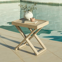 Akira Wooden Garden Side Table - Light Brushed Acacia