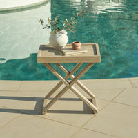 Akira Wooden Garden Side Table - Light Brushed Acacia