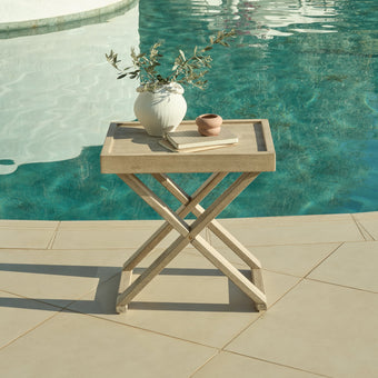 compare product Akira Wooden Garden Side Table - Light Brushed Acacia