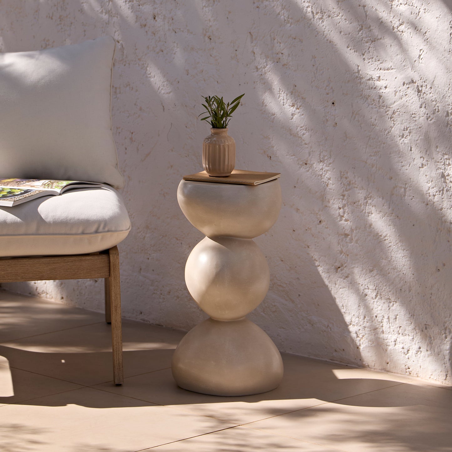 Alder Small Concrete Garden Side Table - Sand